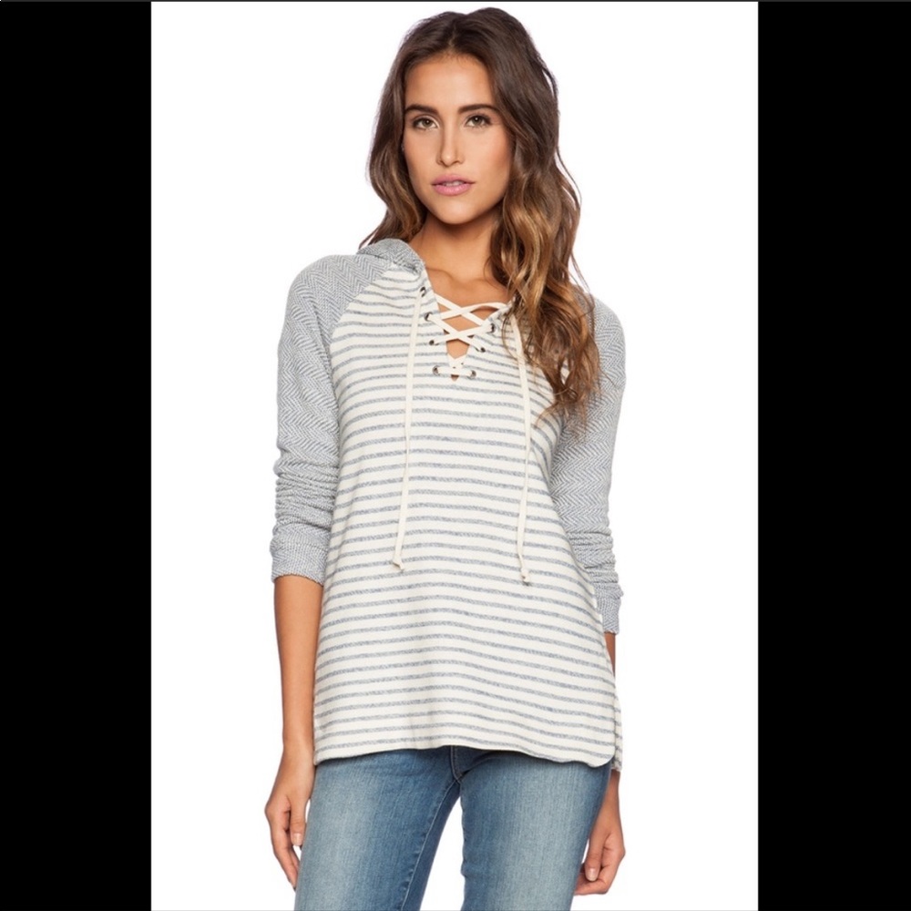 Splendid West Shore Striped Hooded Sweater